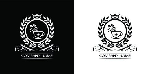 coffee logo template caffeine luxury royal vector company decorative emblem with crown	
