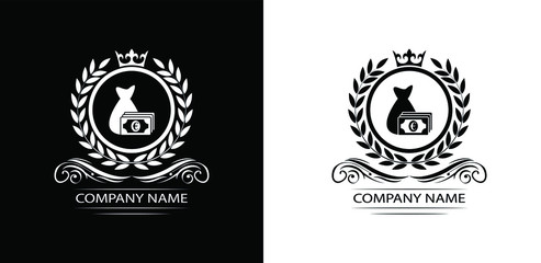 Fototapeta premium money bank logo template luxury royal vector company decorative emblem with crown 