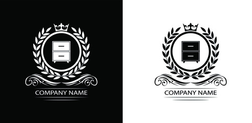 furniture logo template luxury royal vector company decorative emblem with crown