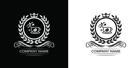 coffee logo template caffeine luxury royal vector company decorative emblem with crown	
