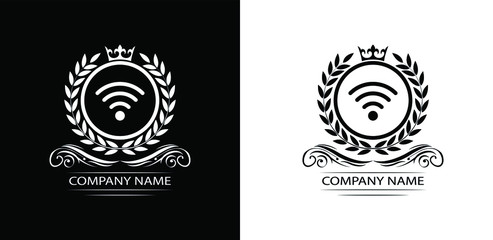 wifi logo template luxury royal vector company decorative emblem with crown