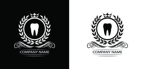  dentist logo template luxury royal vector tooth company decorative emblem with crown