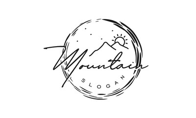 Landscape mountain logo design vector