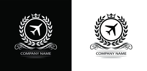 airline logo template luxury royal vector travel company decorative emblem with crown