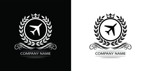Obraz premium airline logo template luxury royal vector travel company decorative emblem with crown