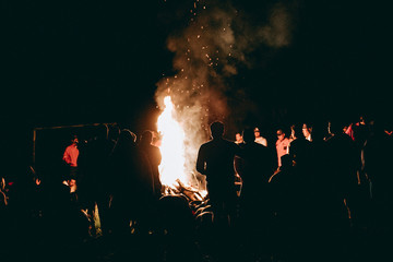 Fototapeta na wymiar Midnight Mountain Bonfire