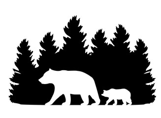 Obraz na płótnie Canvas vector forest with bears