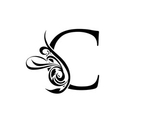 Obraz premium Elegant letter C. Graceful royal style. Calligraphic arts logo. Vintage drawn emblem for book design, brand name, stamp, Restaurant, Boutique, Hotel.
