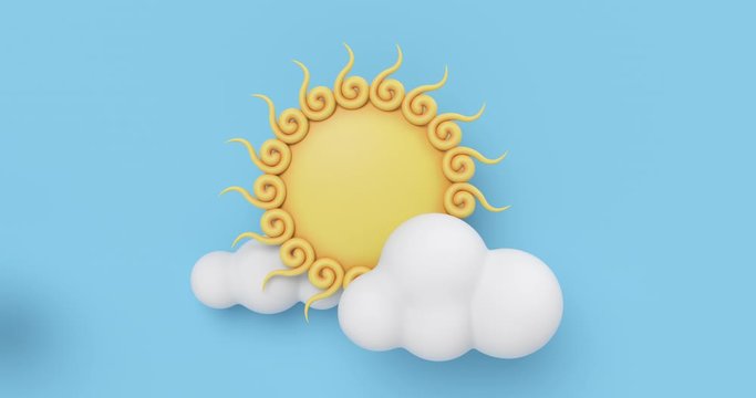 Animated ornamental sun with moving clouds.