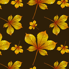  Autumn leaves floral pattern.  Vector background for fall design