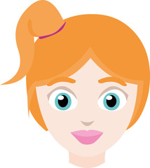 Vector illustration of the face of a girl with red hair