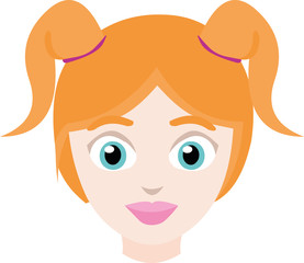 Vector illustration of the face of a girl with red hair