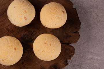 wooden board with traditional Brazilian cheese bread