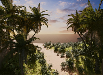 3d rendering concept with tropic island without people with wild nature