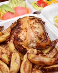 Peruvian grilled chicken, grilled wings, braoster and native potatoes