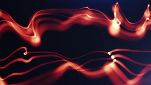 Red waves animation. Beautiful geometric movement of lines and waves  motion background. 
