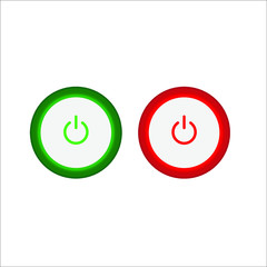 On Off Push style power buttons, The Off buttons are enclosed in red,The On buttons are enclosed in green with Shadow,