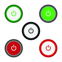 On Off Push style power buttons, The Off buttons are enclosed in red,The On buttons are enclosed in green with Shadow,
