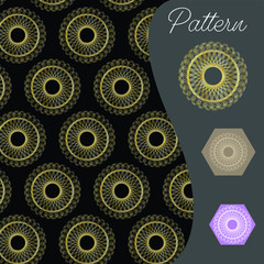pattern gold color vintage and Thai Line vector design