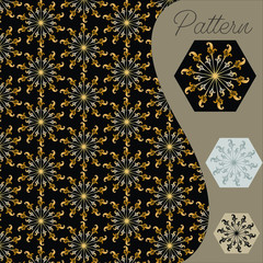 pattern gold color vintage and Thai Line vector design