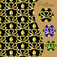 pattern gold color vintage and Thai Line vector design