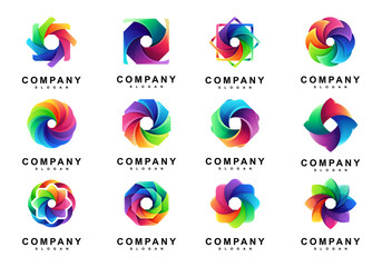 Set of Colorful Media Circle Logo