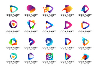 Set of Colorful Media Play Logo