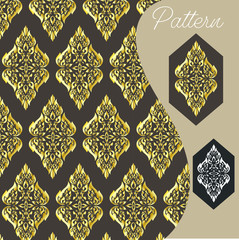 pattern gold color vintage and Thai Line vector design