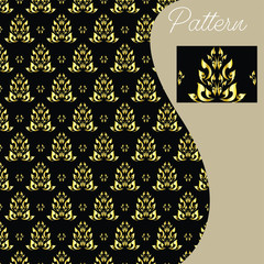 pattern gold color vintage and Thai Line vector design