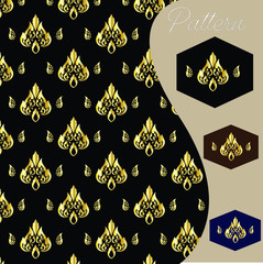 pattern gold color vintage and Thai Line vector design