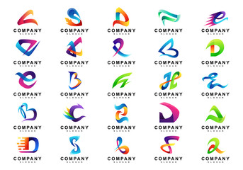 Set of Colorful Random Letters Logo
