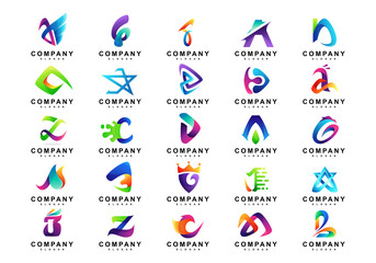 Set of Colorful Random Letters Logo