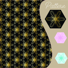 pattern gold color vintage and Thai Line vector design