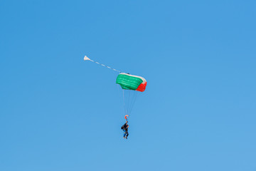 Jurien Bay, WA / Australia - 07/11/2020 Tandem skydiving is one of the most popular ways to experience skydiving for the first time at Jurien Bay.