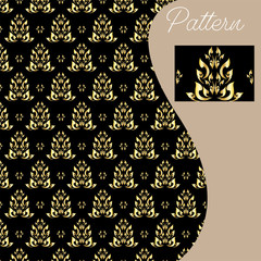 pattern gold color vintage and Thai Line vector design
