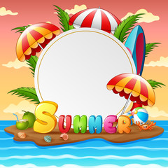 Border template with summer holidays composition on island