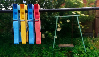 plastic clips for hanging clothes or clothespin