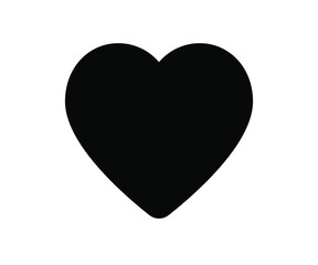 Vector illustration of heart icon, love icon, black filled icon on isloated white background.