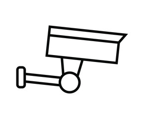 Vector illustration of security camera icon, cctv camera icon, fixed cctv, camera, outline vector icon on isolated background.