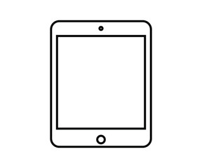 Vector illustration of tablet icon, tab symbol, electronic device icon, technology, mobile tablet icon, hardware, tablet outline icon on isolated background.