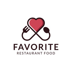 favorite restaurant food logo, love food minimal logo design