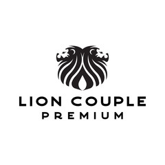 Lion couple logo template 