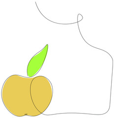 Apple fruit tree one line drawing. Vector illustration