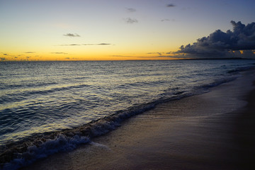 The beach of the evening view in Okinawa in Japan