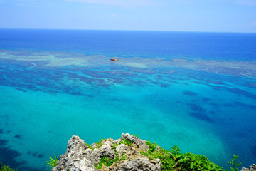 Fototapeta na wymiar The Blue Sea of Okinawa in Japan