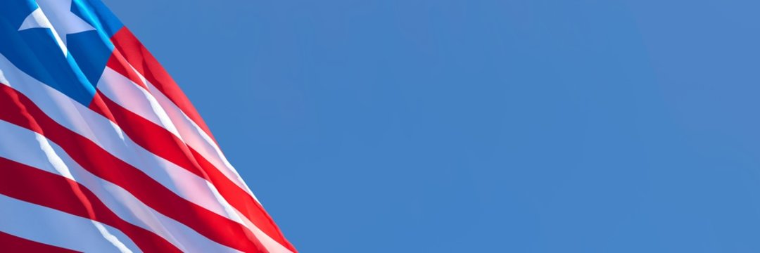 3D rendering of the national flag of Liberia waving in the wind