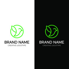 Bird and leaf nature logo design minimal and modern logotype vector template