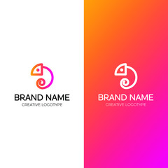 chameleon line logo design minimal and modern logotype vector template