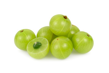 Amla or indian gooseberry isolated on white background.