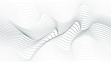 Abstract flow lines background . Fluid wavy shape .Striped linear pattern . Music sound wave . Vector illustration